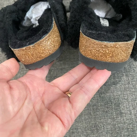 Birkenstock Boston Sherling Real Fur Black Clogs Women Size 7 - Picture 8 of 11